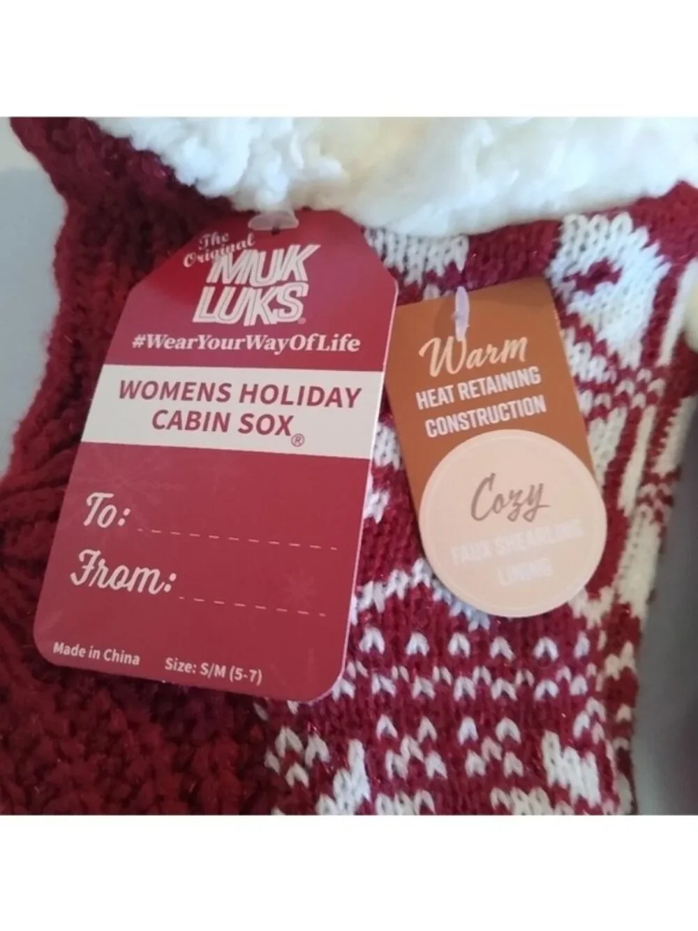 Muk LUKS Women's Holiday Cabin Sox, 2 pair,  Size Large/X-Large